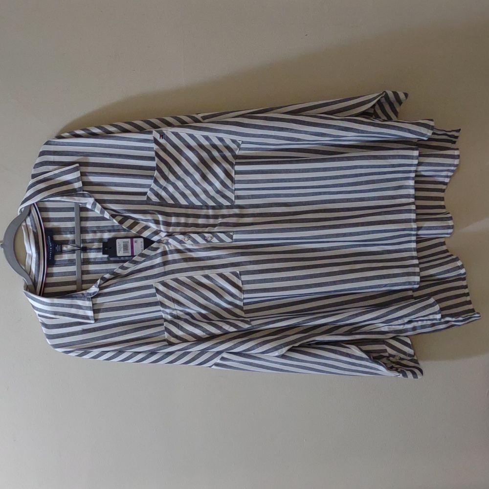 Tommy Hilfiger Halfway Button Down Long Sleeve Top Striped
